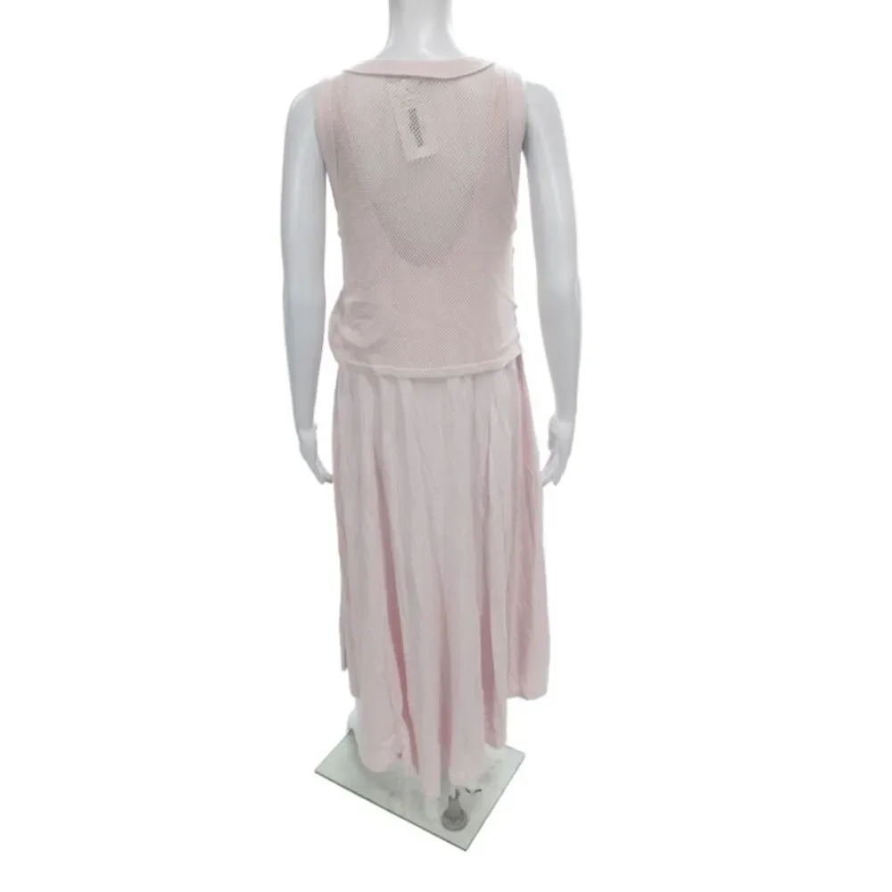 Anthropologie Women Tank Dress Pink Scoop Neck Sleeveless Long Cotton Size M